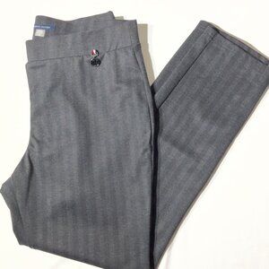 Tommy Hilfiger Womens Gray Pinstripe Dress Pants Size 12 Herringbone Pattern Wor